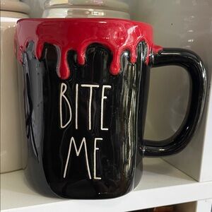 Rae Dunn BITE ME Black and Red Ceramic Mug